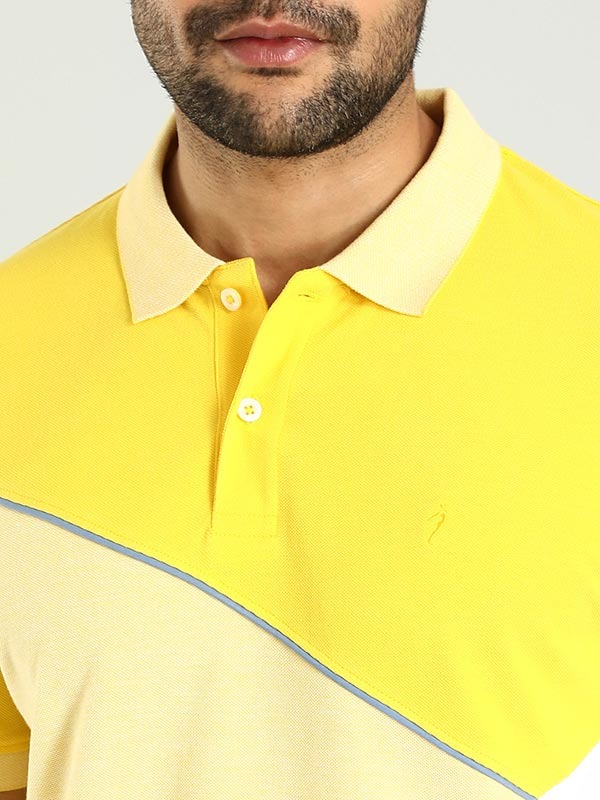 Indian Terrain Men's Half Sleeve Regular Fit Yellow Polo T-Shirt